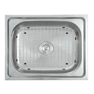 LQS Kitchen Sink Grid and Sink Bottom Grid, Sink Protector for Kitchen Sink Stainless Steel 19 1/16" x 13 3/4" with Center Drain Hole for Single Sink Bowl