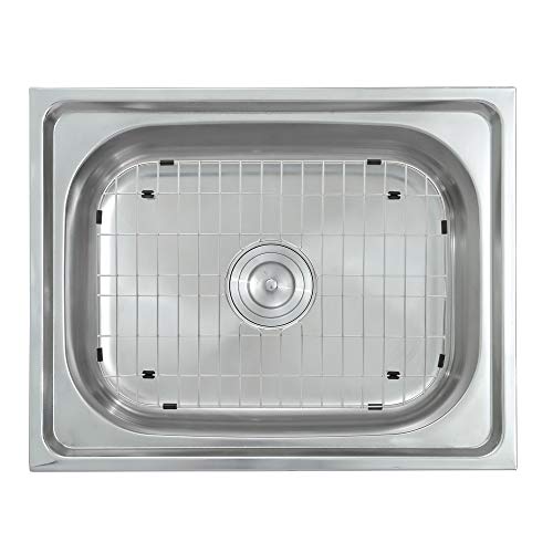 LQS Kitchen Sink Grid and Sink Bottom Grid, Sink Protector for Kitchen Sink Stainless Steel 19 1/16" x 13 3/4" with Center Drain Hole for Single Sink Bowl