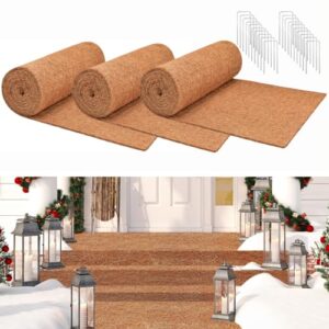 zeedix 3 pack 16 x 80 x 0.28inches thickened no-slip ice and snow carpet mats- natural coconut fiber carpet for garden, front door, stairs, porch outdoor safer walking