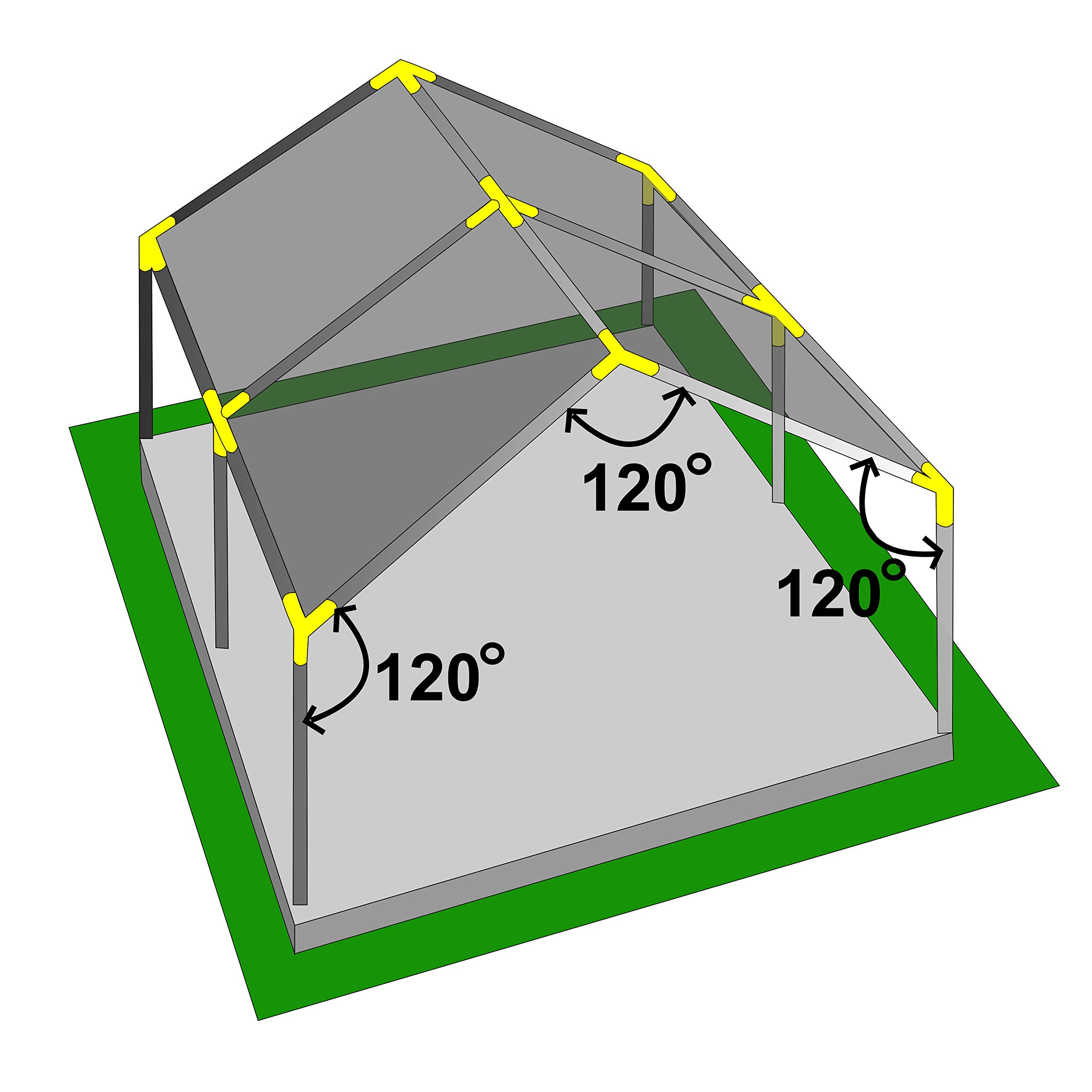 INS Import Canopy Fittings Kit 1 3/8" High Peak Frame Carport Connectors, Full Set for 6, 8, 10 Legs, Choose Size (8 Legs)