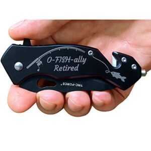 retirement gifts for men who love fishing - engraved pocket knife for a fisherman - ofishally retired - funny retirement gifts idea for a fisherman - happy retirement 2023 (o-fish-ally retired)