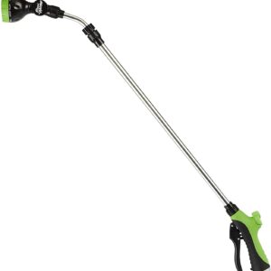 Flexi Hose Green Water Wand with Pivoting Head - A Heavy-Duty Front Trigger Telescoping Watering Wand - 7 Spray Patterns - ON/OFF Thumb Control - Water Plants, Wash Cars, and Shower Pets