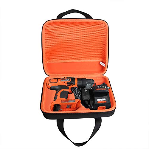 Hermitshell Travel Case for Black+Decker LDX120C 20-Volt MAX Lithium-Ion Cordless Drill/Driver (Black+Orange)