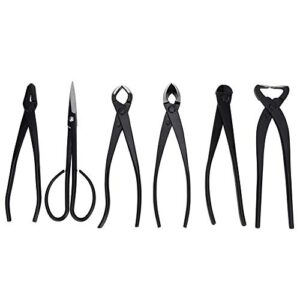 bonsai tool kit, 6 piece bonsai tree scissors shear tool set with storage bag, garden plant hand tools for trimming cutting