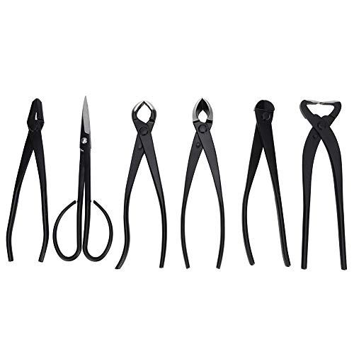 Bonsai Tool Kit, 6 Piece Bonsai Tree Scissors Shear Tool Set with Storage Bag, Garden Plant Hand Tools for Trimming Cutting