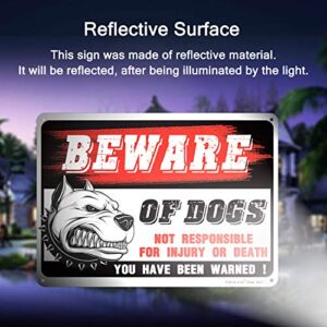 TOHAO Beware of Dog Sign, 3 Pack 10"x 7" Rust Free .04" Aluminum Warning Signs, UV Protected, Reflective & Waterproof, Easy to Mount- Indoor Or Outdoor Use