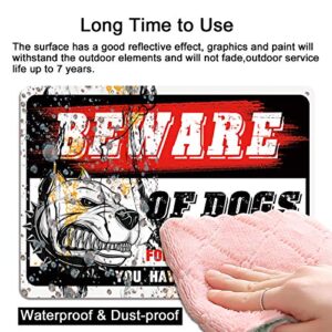 TOHAO Beware of Dog Sign, 3 Pack 10"x 7" Rust Free .04" Aluminum Warning Signs, UV Protected, Reflective & Waterproof, Easy to Mount- Indoor Or Outdoor Use