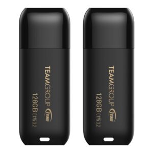 teamgroup c175 128gb 2 pack usb 3.2 gen 1 (usb 3.1/3.0) read 100mb/s flash thumb drive, external data storage memory stick compatible with computer/laptop matte black tc1753128gb22