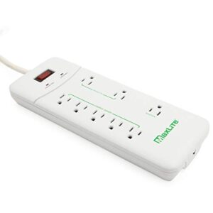 maxlite advanced power strip with 8 receptacles and 1350 joules of surge protection,white,aps-8/1350j