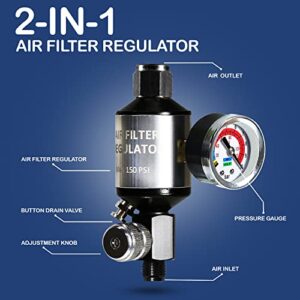 LE LEMATEC Air Compressor Regulator & Air Compressor Water Separator with Gauge. Air Compressor Filter AI303-R1