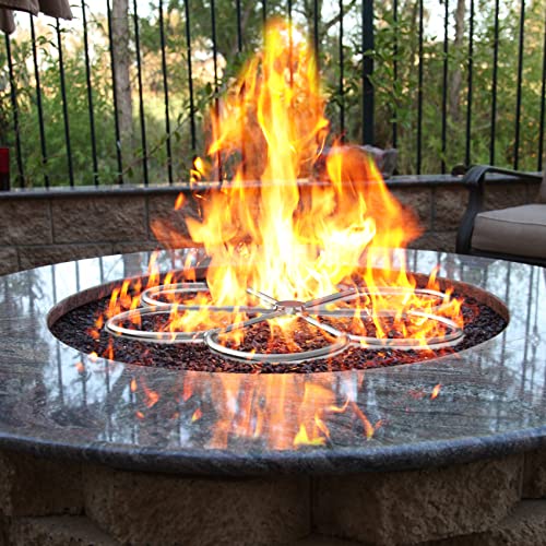 Skyflame 24-Inch Stainless Steel Fire Pit Burner Ring for Fire Pit, Natural Gas & Propane Fireplace, Max BTU 296K, Flower-Shape