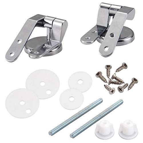 1 Pair Zinc Alloy Toilet Seat Hinge Mountings with Bolts Screw and Nuts Top Tightening Toilet Lid Hinge Toilet Replacement Part for Flush Toilet Cover