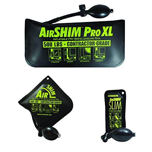 Calculated Industries 1134 AirShim Inflatable Pry Bars and Leveling Tools 3-pc Value Pack – Original AirShim, AirShim Pro XL, and AirShim Slim | Contractor-Grade Alignment Pump Wedges | Set of 3