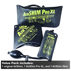 Calculated Industries 1134 AirShim Inflatable Pry Bars and Leveling Tools 3-pc Value Pack – Original AirShim, AirShim Pro XL, and AirShim Slim | Contractor-Grade Alignment Pump Wedges | Set of 3