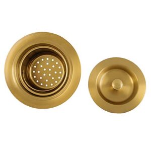 LQS Kitchen Sink Drain Assembly, Kitchen Sink Strainer and Stopper with Deep Removable Waste Basket, Stainless Steel Sink Basket Strainer with Drain Assembly for 3-1/2-inch Sink Opening Size, Gold