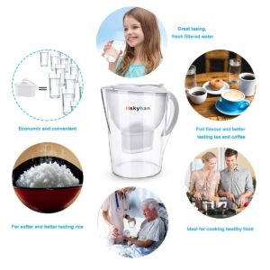 Hskyhan Water Filter Pitcher Alkaline - 3.5 Liters Improve PH, 2 Filters Included, BPA Free, 7 Stage Filteration System to Purifier, White