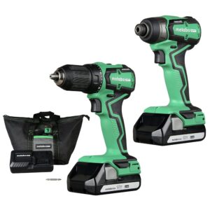 metabo hpt cordless 18v drill and impact driver combo kit | sub-compact | brushless motor | lithium-ion batteries | lifetime tool warranty | kc18ddx