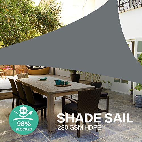 Neween Shade Sail, 6'7''x 6'7''x 6'7'' Sun Shade Sail Triangle Waterproof for Patio Yard Deck Pergola Outdoor Sun Sail Shade 98% UV Block Sunshade Gray Color