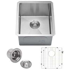 vadania 16-inch bar prep sink, 16"x18"x10", single bowl, undermount, 18 gauge t304 stainless steel, satin finish, with strainer & bottom grid, cupc listed