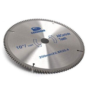 10 inch 120 tooth carbide tipped wood cutting disc circular saw blade for cutting hard & soft wood aluminum with 1 inch arbor