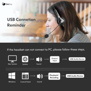 Earbay Upgraded USB 3.5mm 2 in 1 Corded Stereo Headset with Crystal Microphone Noise Cancelling, Mute Button for Home,Office,Binaural Headphones for Call Center,Computer,IPad,Zoom,Skype,Webinar