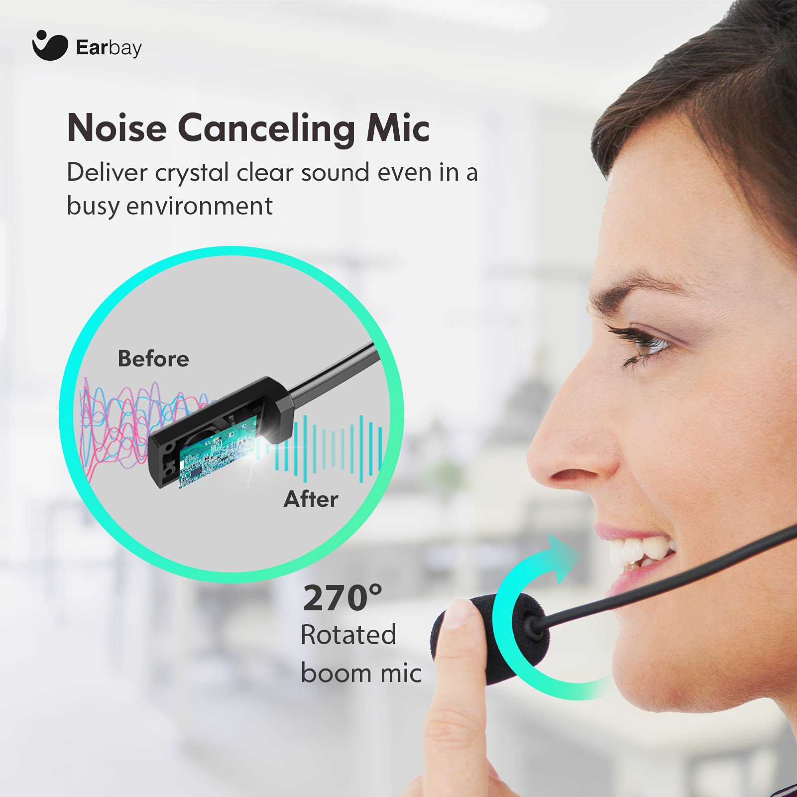 Earbay Upgraded USB 3.5mm 2 in 1 Corded Stereo Headset with Crystal Microphone Noise Cancelling, Mute Button for Home,Office,Binaural Headphones for Call Center,Computer,IPad,Zoom,Skype,Webinar