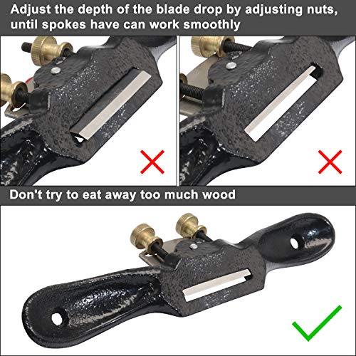 KOOTANS 2pcs 9" 10" Adjustable Spokeshave, with Replacement Blades and 4-Way Rasp File, Manual Planer with Flat Base, Perfect for Planing Trimming, Wood Working Deburring Tools