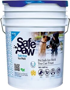 safe paw child plant dog paw & pet safe ice melter, 100% salt/chloride free -non-toxic, vet approved, no concrete damage, fast acting formula, last 3x longer – 35lbs