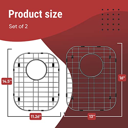 Sink Protectors for Kitchen Sink, Stainless Steel Sink Protector 13"x16" and 11.26"x14.5", Sink Grate for Bottom of Kitchen Sink 2 Pack Set