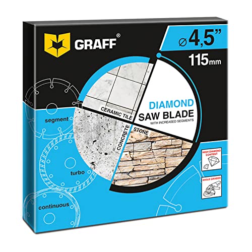 (3 Pack, 4 1/2 inches) GRAFF Diamond Blade for Angle Grinder - Diamond Cutting Wheel for Dry and Wet Cutting Stone, Marble, Granite, Brick, Masonry, Paving Flag, Concrete, Ceramic & Kerb