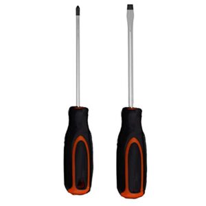 edward tools screwdriver set phillips and flat head - magnetized crv steel tips - ergo grip handle - #2 phillips, slotted 1/4”