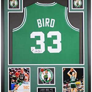 Larry Bird Autographed and Framed Green Boston Celtics Jersey - Beautifully Matted and Framed - Hand Signed By Bird and Certified Authentic by Beckett - Includes Certificate of Authenticity