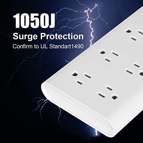 WANDOFO 2 Prong 8 Outlet Power Strip, 6 FT Extension Cord with 3 USB Ports, 1625W 1050J Surge Protector, 2 Prong to 3 Prong Multi Plug Outlet Adapter Converter, Polarized Plug, White
