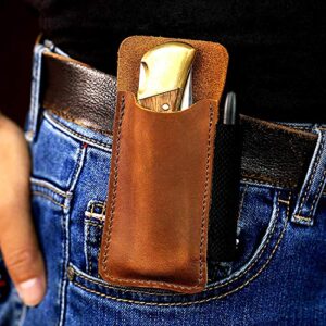 EASYANT Leather Pocket Organiser Pouch EDC Holster Belt Clip Sheath for Buck 110 Space Pen