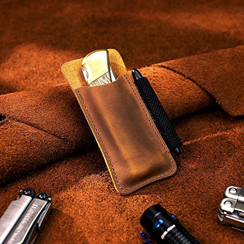 EASYANT Leather Pocket Organiser Pouch EDC Holster Belt Clip Sheath for Buck 110 Space Pen