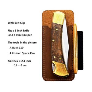 EASYANT Leather Pocket Organiser Pouch EDC Holster Belt Clip Sheath for Buck 110 Space Pen