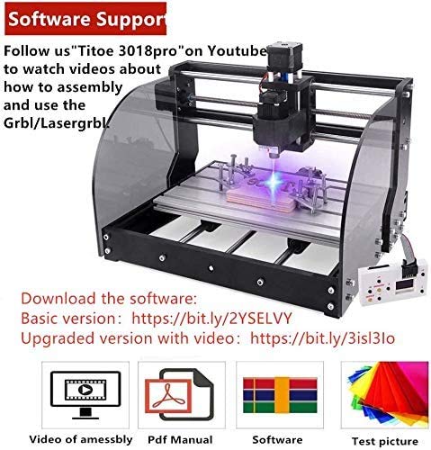 2-in-1 7000 mW CNC 3018 Pro-M CNC Engraving Machine GRBL Control Router Kit 3 Axis PCB Milling Machine Wood Router Engraver with Offline Controller,XYZ Working Area 300 x 180 x 45mm