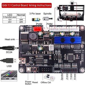 2-in-1 7000 mW CNC 3018 Pro-M CNC Engraving Machine GRBL Control Router Kit 3 Axis PCB Milling Machine Wood Router Engraver with Offline Controller,XYZ Working Area 300 x 180 x 45mm