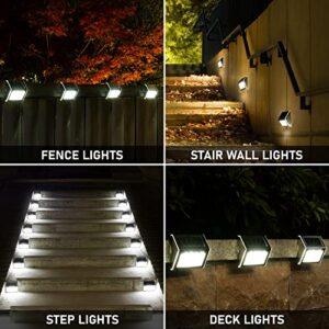 SOLPEX Solar Step Lights, 12 Pack Stair Lights, Outdoor Fence Lighting, Solar Powered Deck Lights Waterproof 4 LEDs for Stairway Patio Porch Pathway Walkway Garden (Cold White)