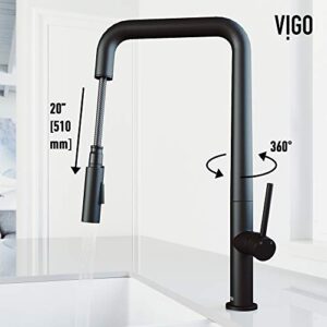 VIGO VG02031MB 18.25" H VIGO Parsons Single Handle Pull-Down Sprayer Kitchen Faucet in Matte Black