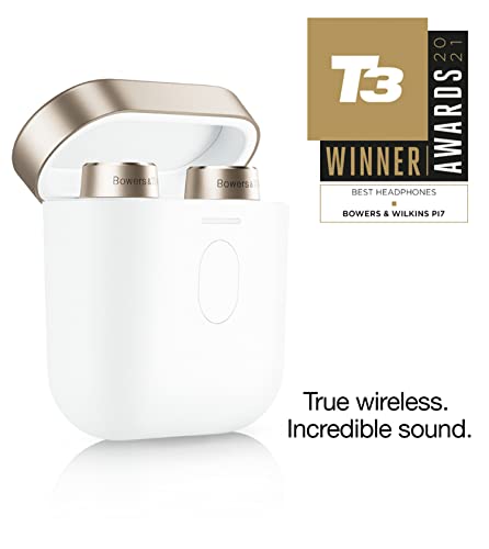 Bowers & Wilkins Pi7 In-Ear True Wireless Headphones (2021 Model), 6 Built-In Mics, Bluetooth 5.0 Qualcomm aptX & Dual Hybrid Drivers, Adaptive Noise Cancellation, Smart Wireless Charging, White