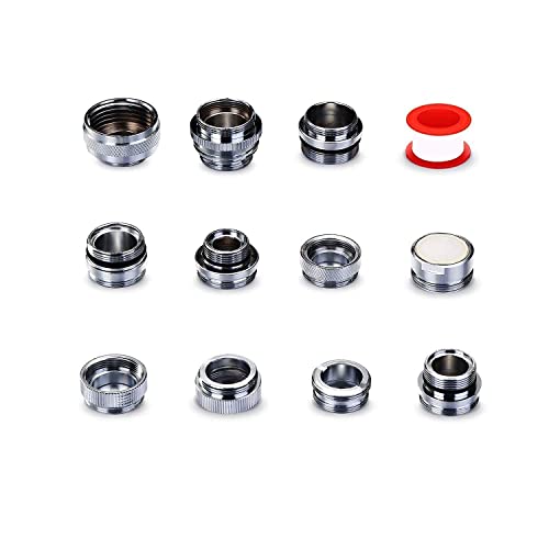 11 Pcs Faucet Adapter Kit, Brass Aerator Adapter Male Female Kitchen Sink Faucet Adapter to Garden Hose, Water Filter, Standard Hose via Diverter with Faucet Aerator and Thread Seal Tape