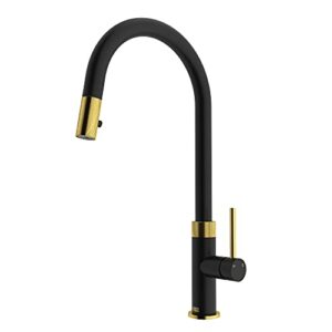 vigo vg02033mgmb 18.63" h bristol single-handle pull-down sprayer kitchen faucet in matte gold/matte black