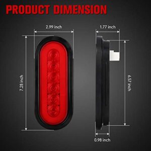 Aaiwa 6" Oval Red LED Trailer Tail Lights 4PCS, Turn Stop Brake Trailer Lights for Pickup RV Truck, with Surface Mount Grommet