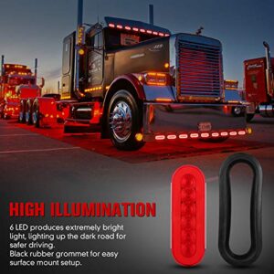 Aaiwa 6" Oval Red LED Trailer Tail Lights 4PCS, Turn Stop Brake Trailer Lights for Pickup RV Truck, with Surface Mount Grommet