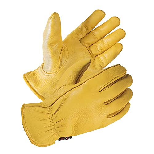 SKYDEER Full Premium Genuine Deerskin Leather Hi-Performance Utility Driver Work Gloves for Kids (SD2210/XS, Unlined)