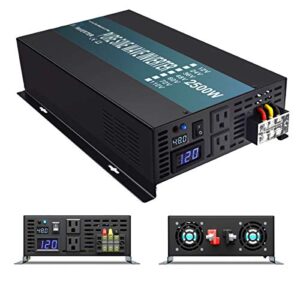 WZRELB Reliable 2500W Pure Sine Wave Solar Power Inverter 48V 110V 120V 60Hz Power Converter LED Display DC to AC Power Generator with Remote Controller Hardwire Terminal