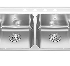 Kindred CDLA3322-8-4CBN Creemore 33-in LR x 22-in FB x 8-in DP Drop In Double Bowl 4-Hole Stainless Steel Kitchen Sink, No Size