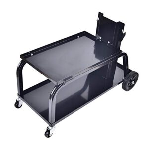 aain universal mig welding cart, rolling welding cart with wheels for tig mig welder, 110lbs capacity, black