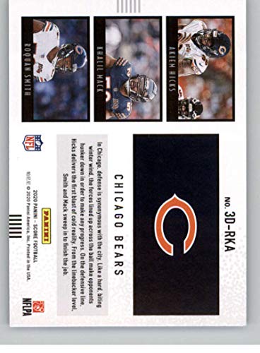 2020 Score 3D #1 Akiem Hicks/Khalil Mack/Roquan Smith Chicago Bears Football Card NM-MT